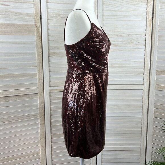 BCBG MaxAzria Steph Sequin Cocktail Wrap Dress 6 - Picture 5 of 13
